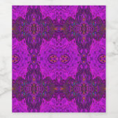 Abstract Magenta- en Black Groovy-patroon Wijn Etiket (Enkel label)