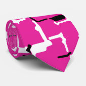 Abstract Magenta- en Black White-patroon Stropdas (Opgerold)