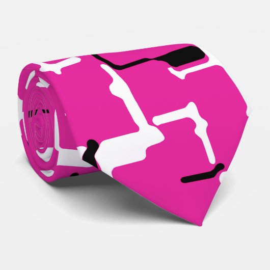 Abstract Magenta- en Black White-patroon Stropdas (Opgerold)