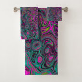 Abstract Magenta en Blauwgroen Blauwe Groovy Patro Bad Handdoek (Insitu)