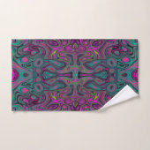 Abstract Magenta en Blauwgroen Blauwe Groovy Patro Bad Handdoek (Handdoek)