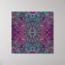 Abstract Magenta en Blauwgroen Blauwe Groovy Patro Canvas Afdruk