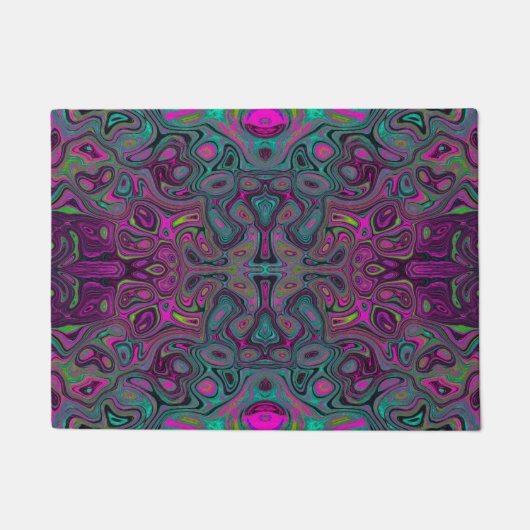 Abstract Magenta en Blauwgroen Blauwe Groovy Patro Deurmat (Voorkant)