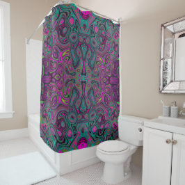 Abstract Magenta en Blauwgroen Blauwe Groovy Patro Douchegordijn