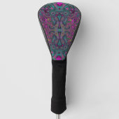 Abstract Magenta en Blauwgroen Blauwe Groovy Patro Golfheadcover (Voorkant)