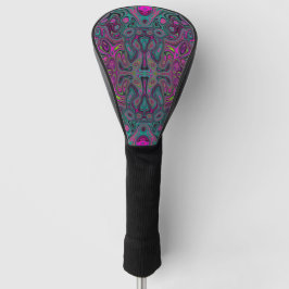 Abstract Magenta en Blauwgroen Blauwe Groovy Patro Golfheadcover