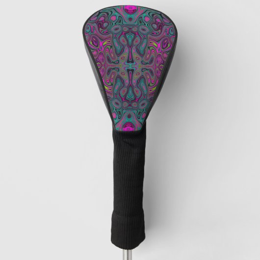 Abstract Magenta en Blauwgroen Blauwe Groovy Patro Golfheadcover (Voorkant)