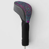 Abstract Magenta en Blauwgroen Blauwe Groovy Patro Golfheadcover (Schuin)