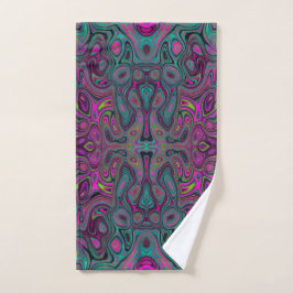 Abstract Magenta en Blauwgroen Blauwe Groovy Patro Handdoek