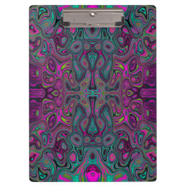 Abstract Magenta en Blauwgroen Blauwe Groovy Patro Klembord