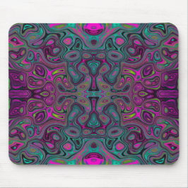 Abstract Magenta en Blauwgroen Blauwe Groovy Patro Muismat