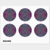 Abstract Magenta en Blauwgroen Blauwe Groovy Patro Ronde Sticker (Vel)