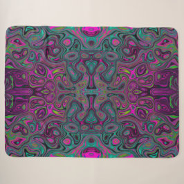 Abstract Magenta en Blauwgroen Blauwe Groovy Patro Sherpa Deken