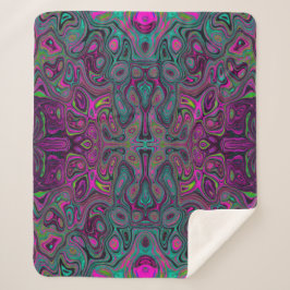 Abstract Magenta en Blauwgroen Blauwe Groovy Patro Sherpa Deken