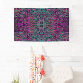 Abstract Magenta en Blauwgroen Blauwe Groovy Patro Spandoek