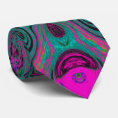 Abstract Magenta en Blauwgroen Blauwe Groovy Patro Stropdas (Opgerold)