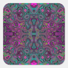 Abstract Magenta en Blauwgroen Blauwe Groovy Patro Vierkante Sticker