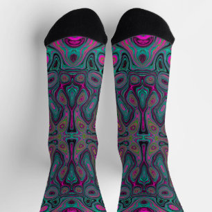 Abstract magenta en turquoise groovy patroon sokken