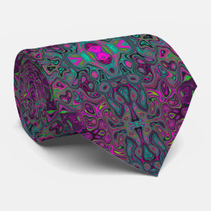 Abstract magenta en turquoise groovy patroon stropdas
