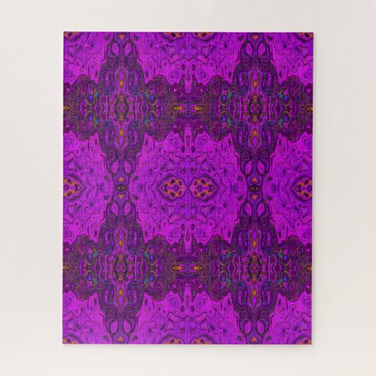 Abstract magenta en zwart groovy patroon legpuzzel (Verticaal)