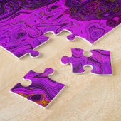 Abstract magenta en zwart groovy patroon legpuzzel (Zijkant)