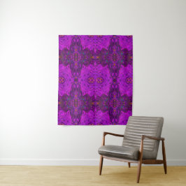 Abstract magenta en zwart groovy patroon wandkleed