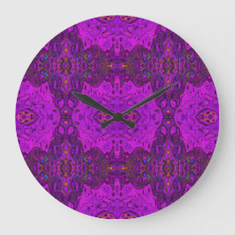 Abstract Magenta en Zwarte Groovy Patroon Grote Klok