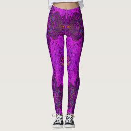 Abstract Magenta en Zwarte Groovy Patroon Leggings