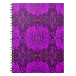 Abstract Magenta en Zwarte Groovy Patroon Notitieboek