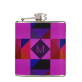 Abstract magenta geometrisch patroon monogram heupfles (Voorkant)