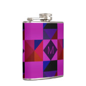 Abstract magenta geometrisch patroon monogram heupfles (Rechts)