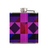 Abstract magenta geometrisch patroon monogram heupfles (Achterkant)