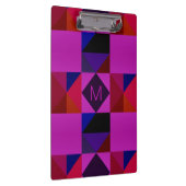 Abstract magenta geometrisch patroon monogram klembord (Rechts)