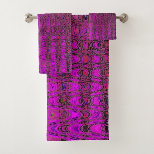 Abstract Magenta Retro Boemerang Golven Bad Handdoek (Insitu)
