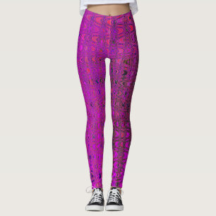 Abstract Magenta Retro Boemeranggolven Leggings