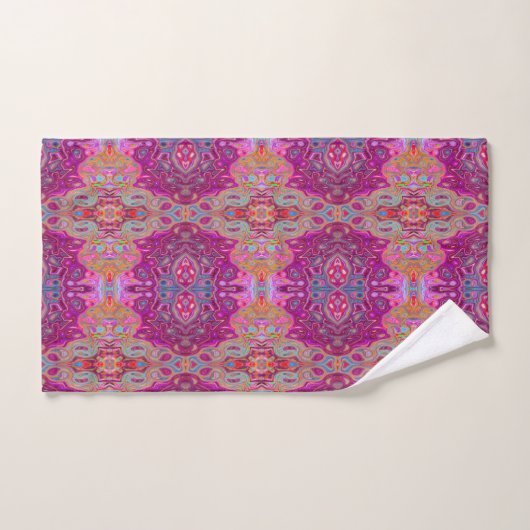 Abstract Magenta roze, blauw en rood Groovy Patroo Bad Handdoek (Handdoek)