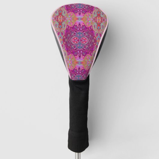 Abstract Magenta roze, blauw en rood Groovy Patroo Golfheadcover (Voorkant)