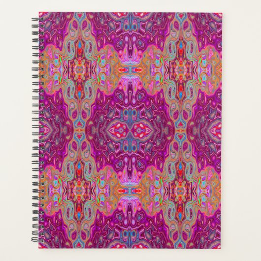 Abstract Magenta roze, blauw en rood Groovy Patroo Planner (Voorkant)
