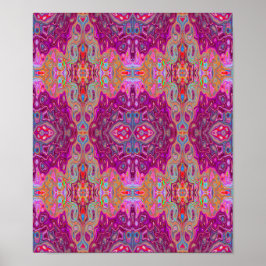 Abstract Magenta roze, blauw en rood Groovy Patroo Poster