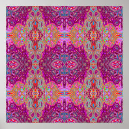 Abstract Magenta roze, blauw en rood Groovy Patroo Poster