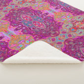 Abstract Magenta roze, blauw en rood Groovy Patroo Sherpa Deken (3/4)
