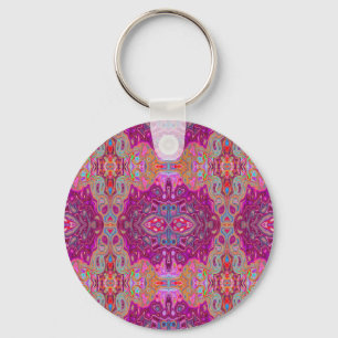 Abstract Magenta roze, blauw en rood Groovy Patroo Sleutelhanger