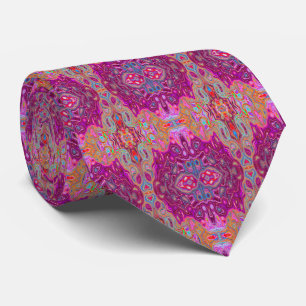 Abstract Magenta Roze, Blauwe en Rode Groovy Patro Stropdas