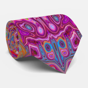Abstract Magenta Roze, Blauwe en Rode Groovy Patro Stropdas