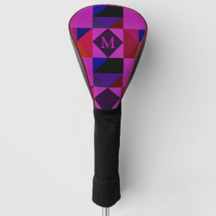 Abstract Magentakleurig Geometrisch Patroon Monogr Golfheadcover