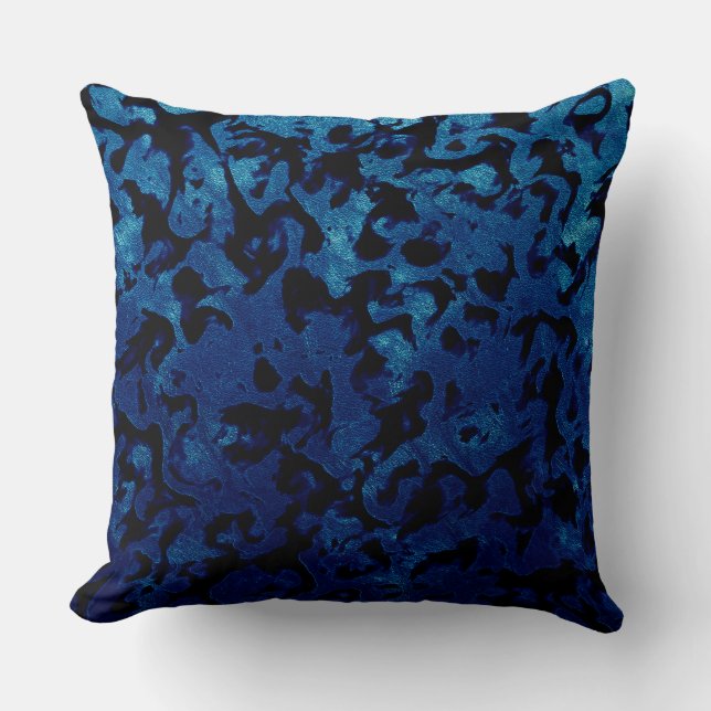Abstract Magic - Navy Blue Grunge Black Kussen (Voorkant)