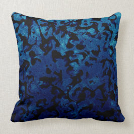 Abstract Magic - Navy Blue Grunge Black Kussen