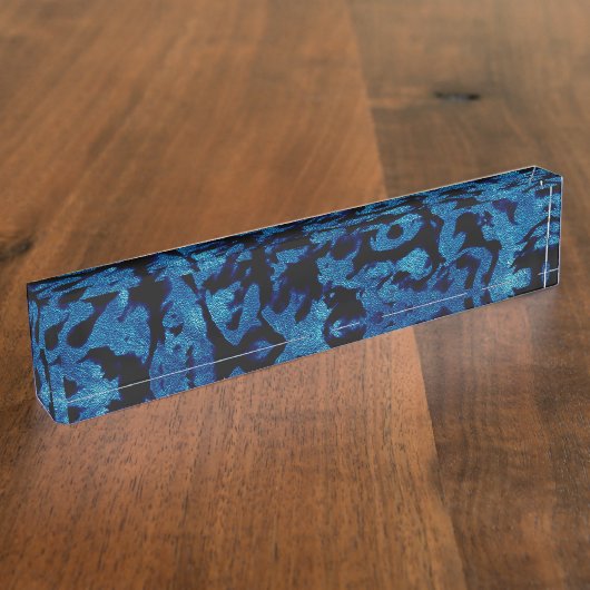 Abstract Magic - Navy Blue Grunge Black Naambordje (Zijkant)