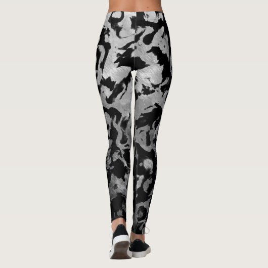 Abstract Magisch - Zilver Zwart Leggings (Achterkant)