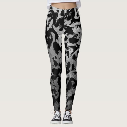 Abstract Magisch - Zilver Zwart Leggings (Voorkant)